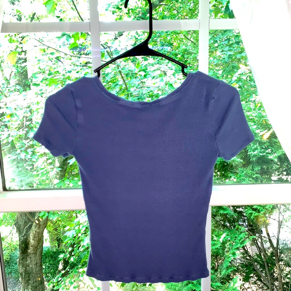 Blue Fitted Crop Top
